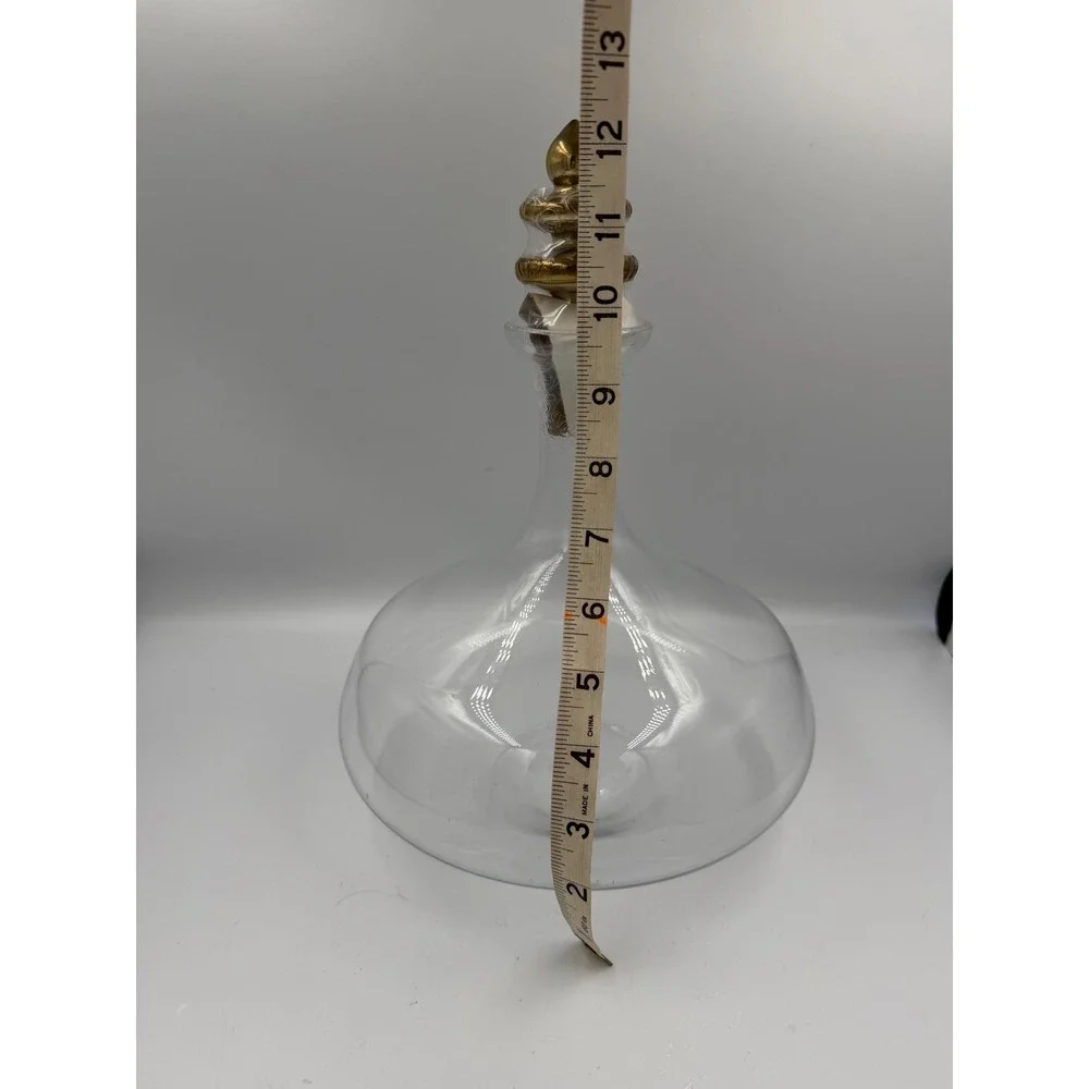 New Old stock Happy Chic Jonathan Adler Wine Decanter with Gold Finial Stopper
